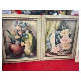 Framed Floral Prints Pair