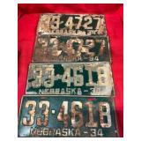 1934 Nebraska License Plates
