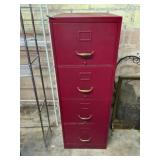 Red Metal File Cabinet