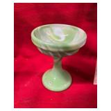 Green Swirl Glass Compote