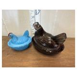 Two Glass Hen Dishes