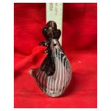 Striped Glass Rooster Figurine