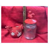 Glass Jar And Ceramic Hen