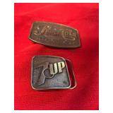 Two Branded Belt Buckles