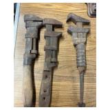 Three Cast Iron Wrenches