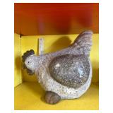 Painted Stone Chicken Figurine
