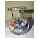 Vase of marbles 5"h