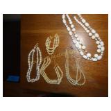 Costume jewelry pearl like necklaces, bracelet