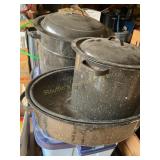 Granite canner w/insert, roaster & small pot,