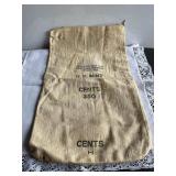US mint vintage canvas money bag, $50 cents