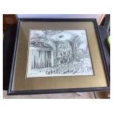 Signed & dated Spandorf framed print, 18x20"