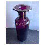 Purple glass vase, 13"