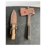 UTCA Sportsman knife w/ sheath 5" blade, hatchet