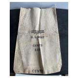 US mint vintage canvas money bag, $50 cents