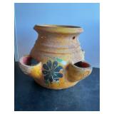 Clay strawberry/ succulent planter 9.5 x 13"