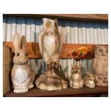 5 outdoor decor animals, hard plastic, tallest 20"