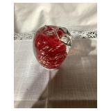 Glass apple paperweight, 3.5"