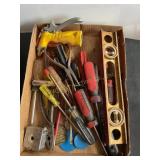 Misc tool lot, screwdrivers, level, pliers, etc.