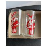 2 Anchor Hocking ? magician rabbit glasses 5"