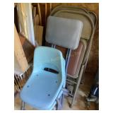 8 chairs, metal folding, old school etc