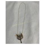 14kt gold fox pendant necklace (knot in chain)