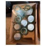 Green canning jars, zinc lids, quart & half gallon