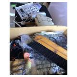 Misc lot- wood rabbits, landline phone, hand