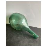 Green glass blown wine bottle, 16"