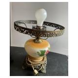 Electric, hurricane lamp, 16.5", broken shade