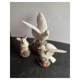3 Porcelain dove figurines, largest is 9"H &