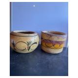 2 Mexican clay pottery planters largest 6" x 9" (