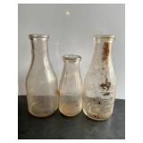3 milk bottles, Sunbury PA,  Altoona PA,