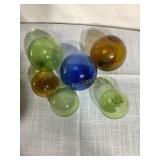 6 hand blown glass balls