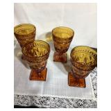 4 Amber glasses 5" tall