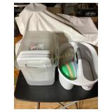 Misc. small totes, Tupperware bowls