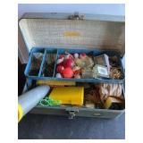Metal tackle box, hooks, floats, etc