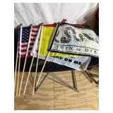 6 US flags, 1x1.5ï¿½, Join or Die, first Navy