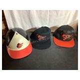 3 Oriole baseball hats