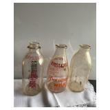 3 Vtg qt milk bottles, Deary, Pennsylvania  m