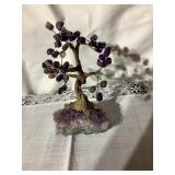 Amethyst crystal gem stone tree, 7"