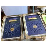 2 US presidential dollars framed wall mount coin