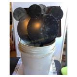 4 Yard stakes, 2 metal & 2 cast metal Mickey
