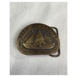 Bergamot Keep on Camping brass belt buckle, 2.5x2
