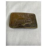 Dodge brass embossed belt buck, 3.5x2"