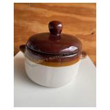 Stoneware 2 handle bean pot 9" x 4 1/2ï¿½