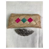 Vtg metal hair barrette w/case