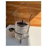 Silver plated crystal condiment holder 8 1/2" tall