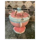 Vtg Betson ceramic covered candy dish, 6.5"H