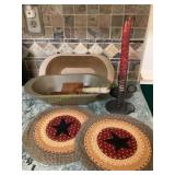 Primitive decor- candles, resin bowls 13x7,