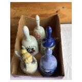 5 ceramic bells,  MD, floral, angel, native